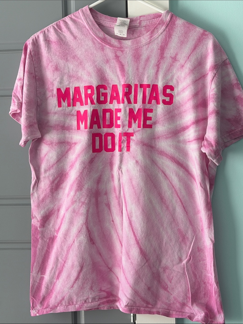 Gildan Pink Tie-Dye T-Shirt - "Margaritas Made Me Do It" Graphic